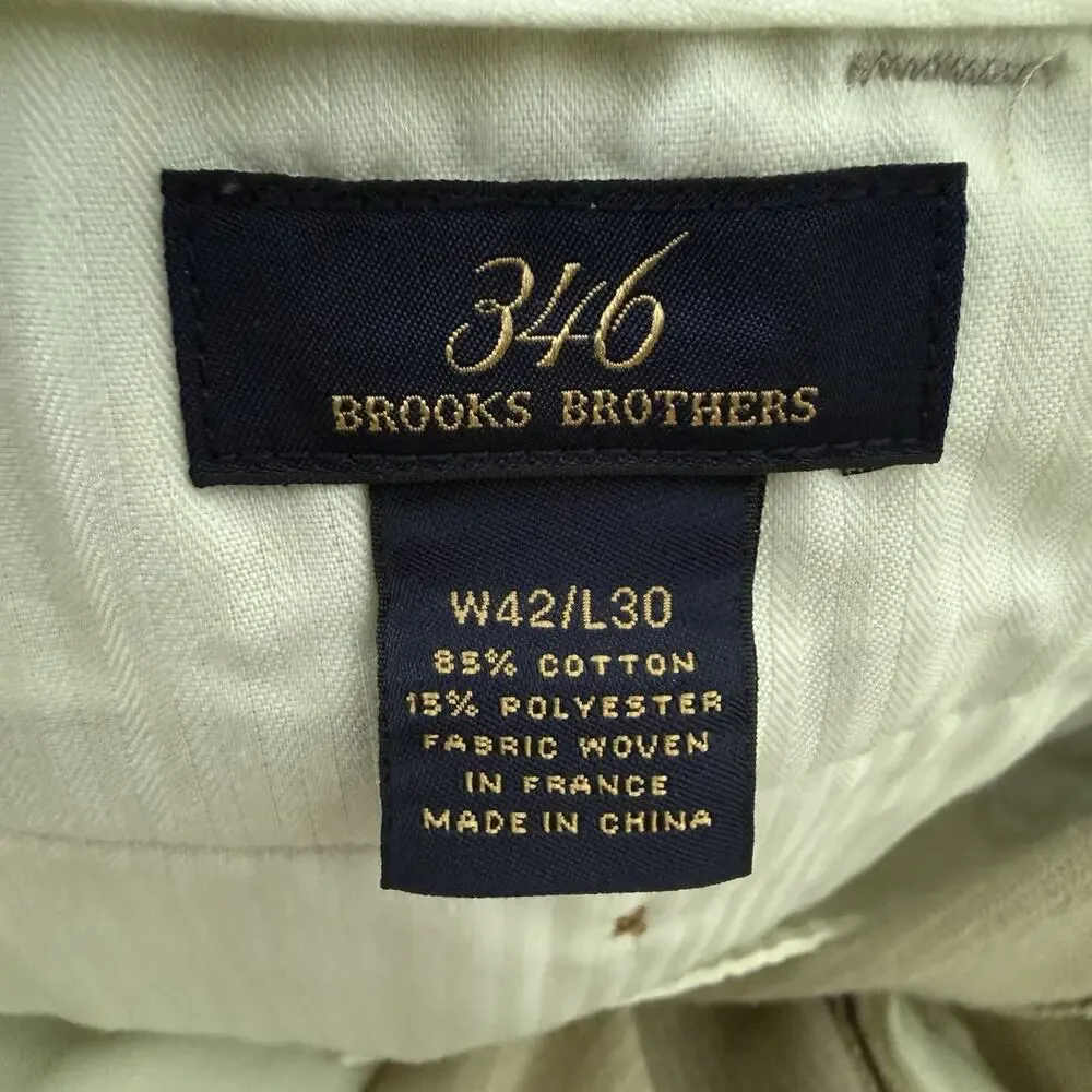 Brooks Brothers 346 Pants Mens 42x30 Tan Wide Wale Corduroy Pleated Cuffed